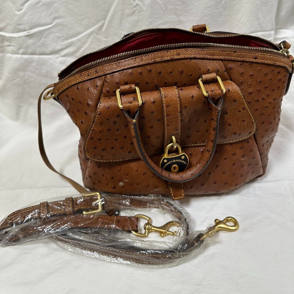 Dooney & Bourke retired ostrich-embossed leather handbag, in good condition.